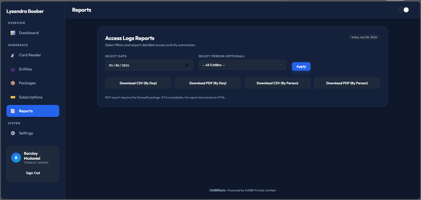 Reports Panel